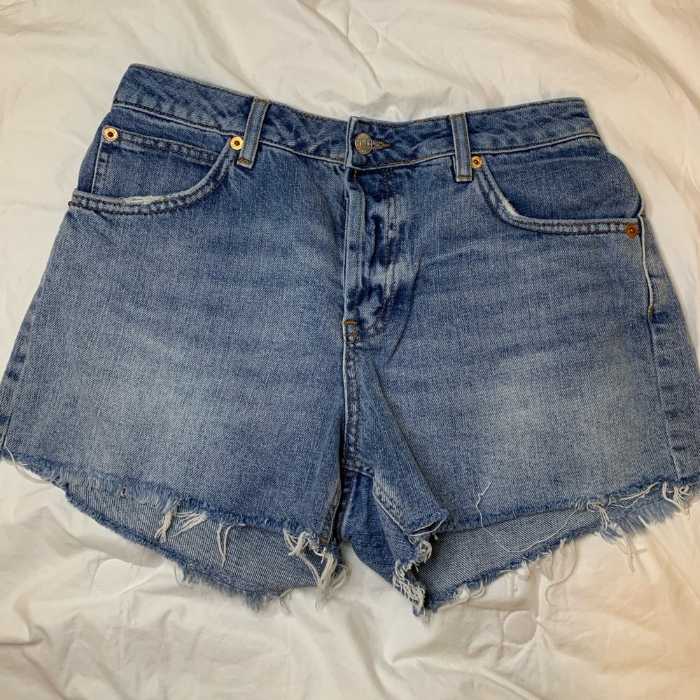 Topshop Moto Perfect Mid-rise Denim Cut-off Shorts